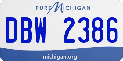MI license plate DBW2386