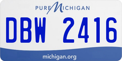MI license plate DBW2416