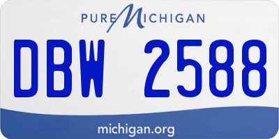 MI license plate DBW2588