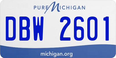 MI license plate DBW2601