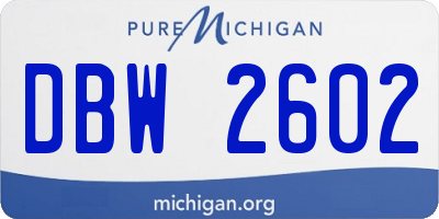 MI license plate DBW2602