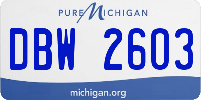 MI license plate DBW2603