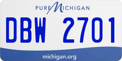 MI license plate DBW2701
