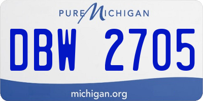 MI license plate DBW2705