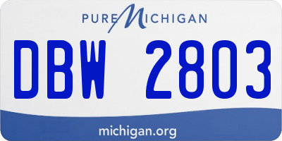 MI license plate DBW2803