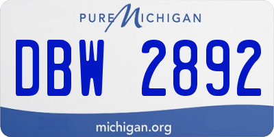 MI license plate DBW2892