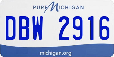 MI license plate DBW2916