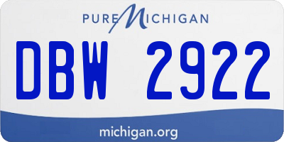 MI license plate DBW2922