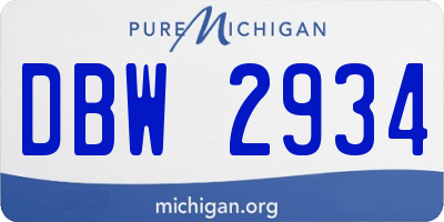 MI license plate DBW2934