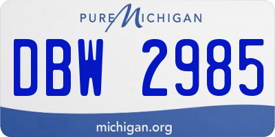 MI license plate DBW2985