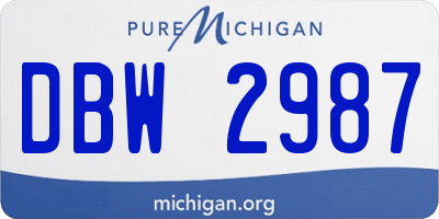 MI license plate DBW2987