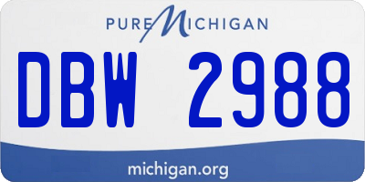 MI license plate DBW2988