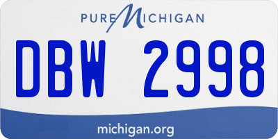 MI license plate DBW2998