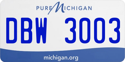 MI license plate DBW3003