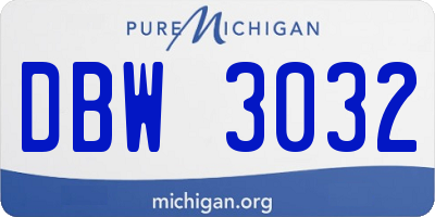 MI license plate DBW3032