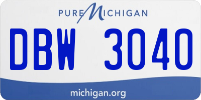 MI license plate DBW3040