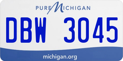 MI license plate DBW3045