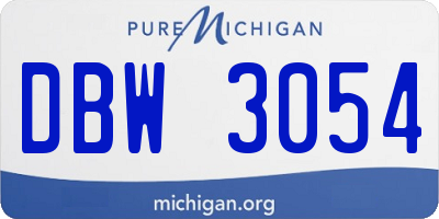 MI license plate DBW3054