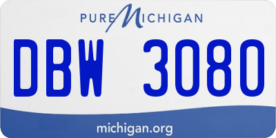 MI license plate DBW3080