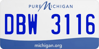 MI license plate DBW3116