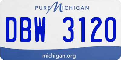 MI license plate DBW3120
