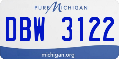 MI license plate DBW3122