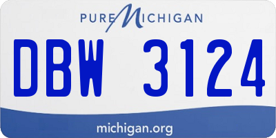 MI license plate DBW3124