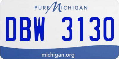 MI license plate DBW3130