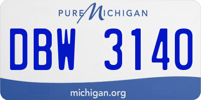 MI license plate DBW3140