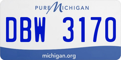 MI license plate DBW3170
