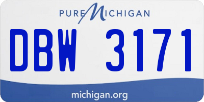 MI license plate DBW3171