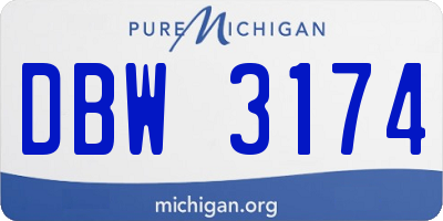 MI license plate DBW3174
