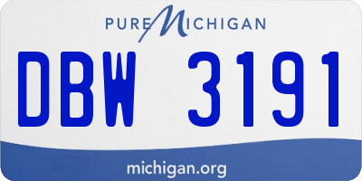 MI license plate DBW3191