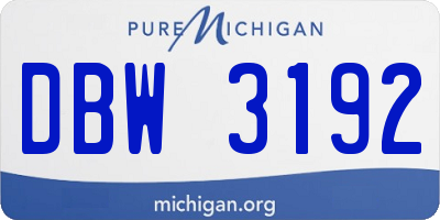 MI license plate DBW3192
