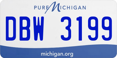 MI license plate DBW3199