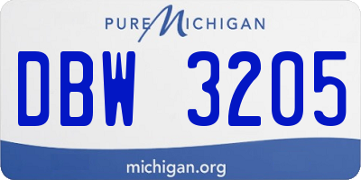 MI license plate DBW3205