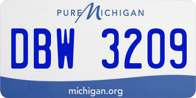 MI license plate DBW3209