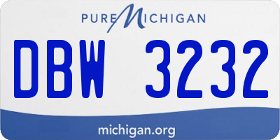 MI license plate DBW3232