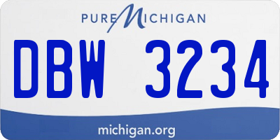 MI license plate DBW3234