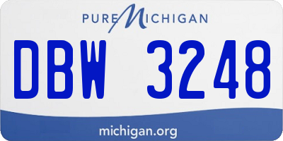 MI license plate DBW3248
