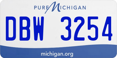 MI license plate DBW3254