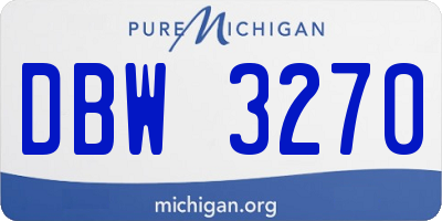 MI license plate DBW3270