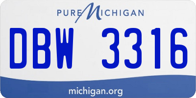 MI license plate DBW3316