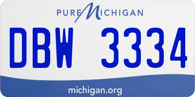 MI license plate DBW3334