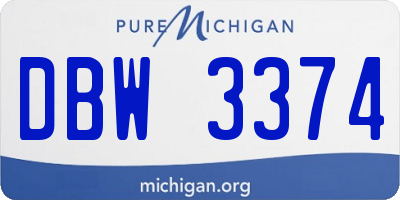 MI license plate DBW3374