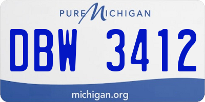 MI license plate DBW3412
