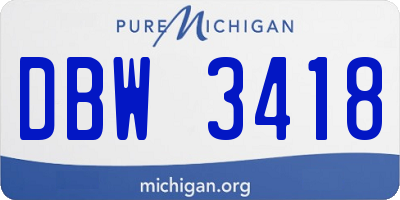 MI license plate DBW3418