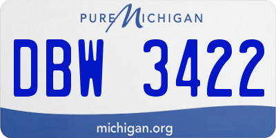 MI license plate DBW3422