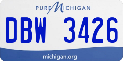 MI license plate DBW3426