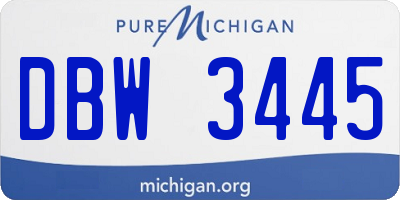 MI license plate DBW3445